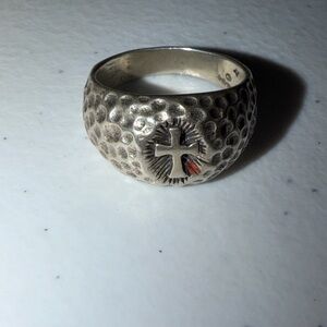 Sterling Silver Cross Textured Ring size 11